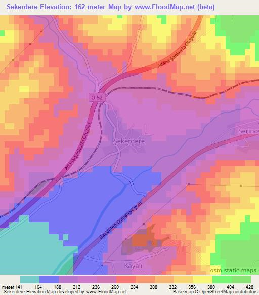 Sekerdere,Turkey Elevation Map