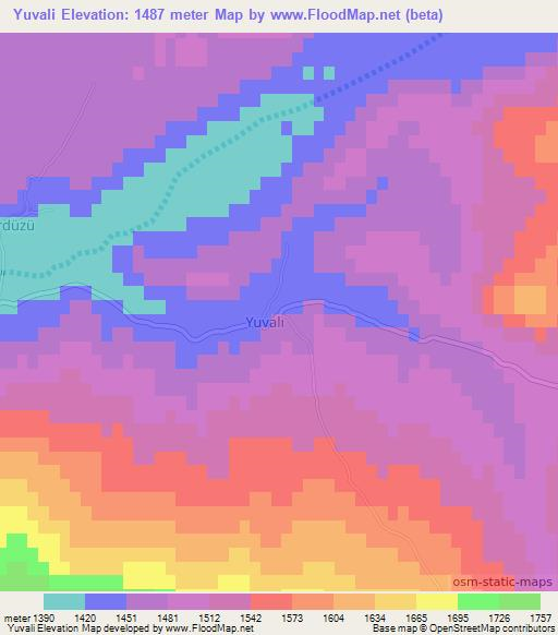 Yuvali,Turkey Elevation Map