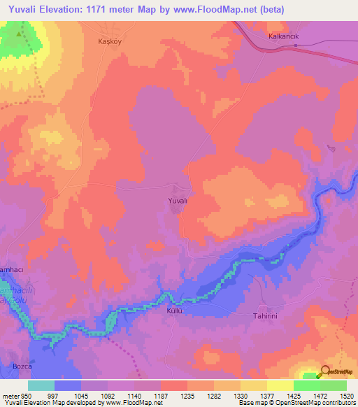 Yuvali,Turkey Elevation Map