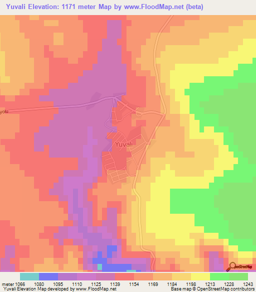 Yuvali,Turkey Elevation Map