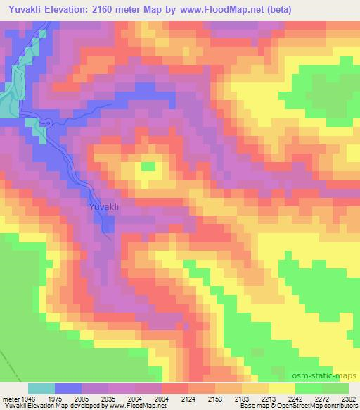 Yuvakli,Turkey Elevation Map