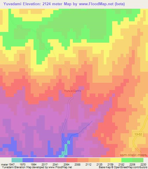 Yuvadami,Turkey Elevation Map