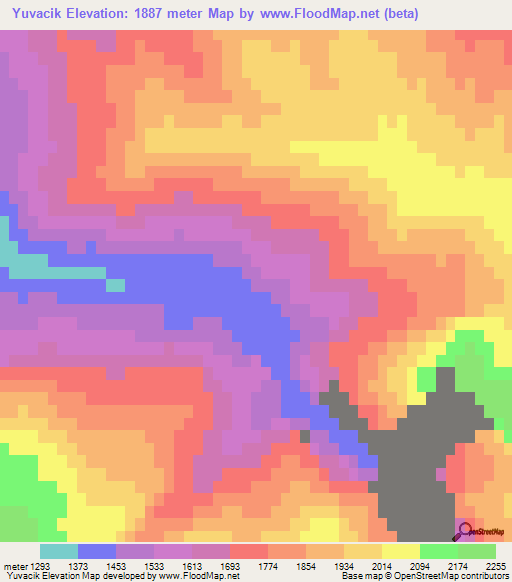 Yuvacik,Turkey Elevation Map