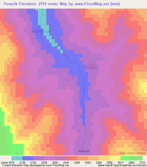 Yuvacik,Turkey Elevation Map