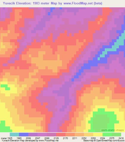 Yuvacik,Turkey Elevation Map