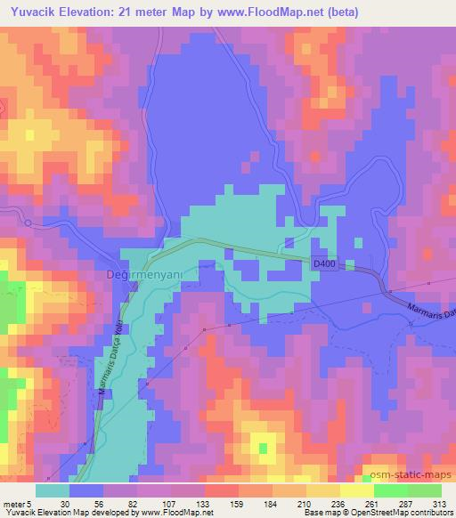 Yuvacik,Turkey Elevation Map