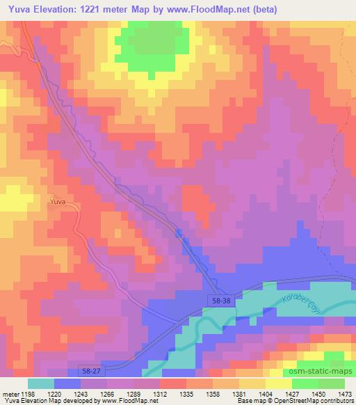 Yuva,Turkey Elevation Map