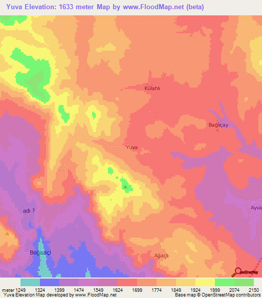 Yuva,Turkey Elevation Map