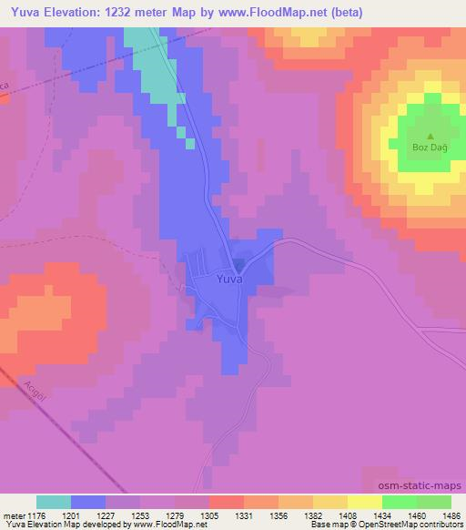 Yuva,Turkey Elevation Map