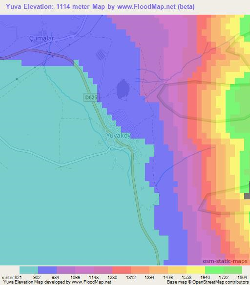 Yuva,Turkey Elevation Map