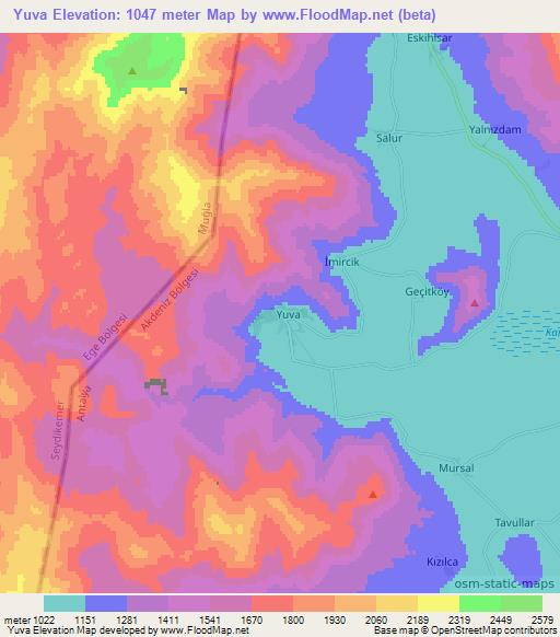 Yuva,Turkey Elevation Map