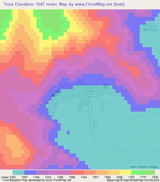 Yuva,Turkey Elevation Map