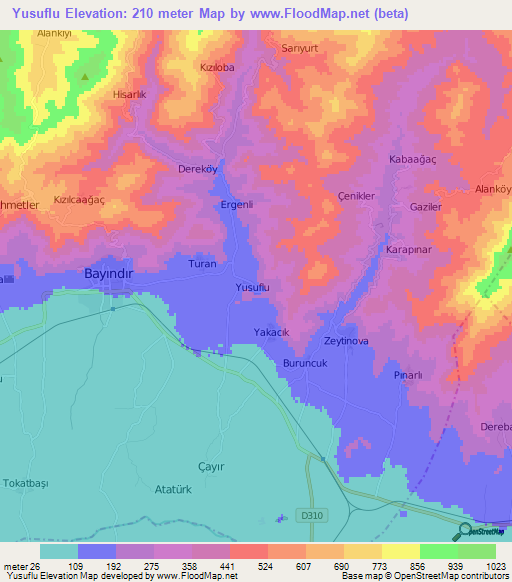 Yusuflu,Turkey Elevation Map