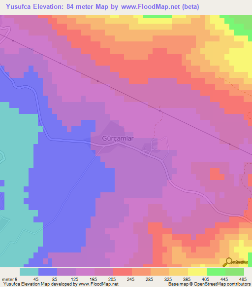 Yusufca,Turkey Elevation Map