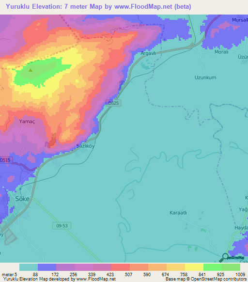 Yuruklu,Turkey Elevation Map