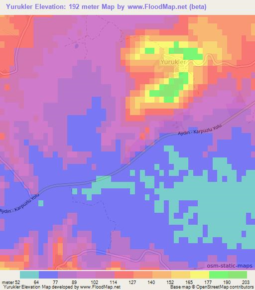 Yurukler,Turkey Elevation Map