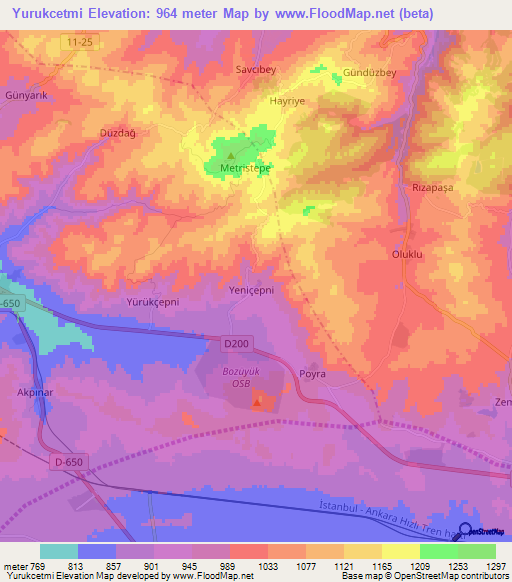 Yurukcetmi,Turkey Elevation Map