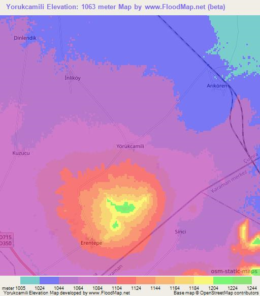 Yorukcamili,Turkey Elevation Map