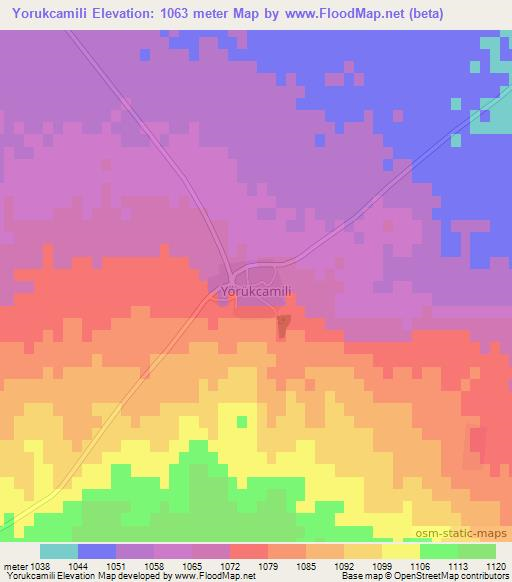 Yorukcamili,Turkey Elevation Map