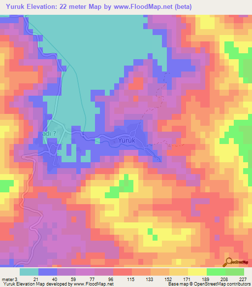 Yuruk,Turkey Elevation Map