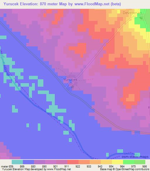 Yurucek,Turkey Elevation Map