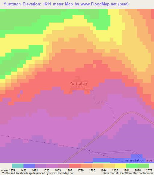 Yurttutan,Turkey Elevation Map