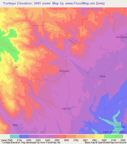 Yurttepe,Turkey Elevation Map