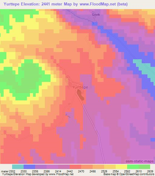 Yurttepe,Turkey Elevation Map