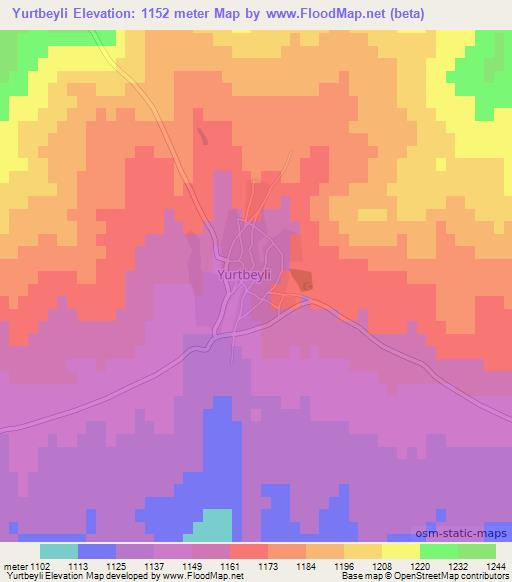 Yurtbeyli,Turkey Elevation Map