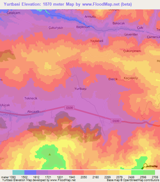 Yurtbasi,Turkey Elevation Map