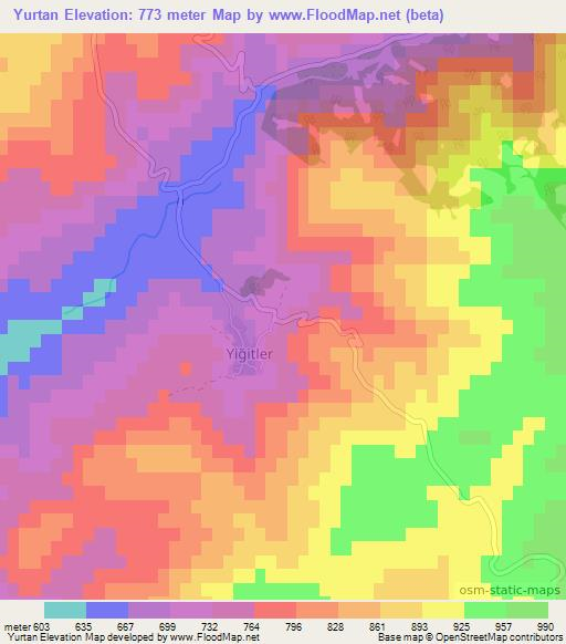 Yurtan,Turkey Elevation Map