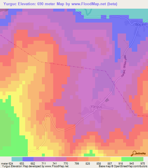 Yurguc,Turkey Elevation Map