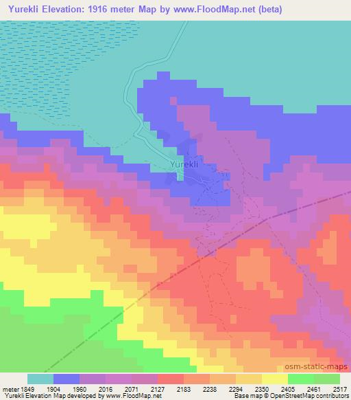 Yurekli,Turkey Elevation Map