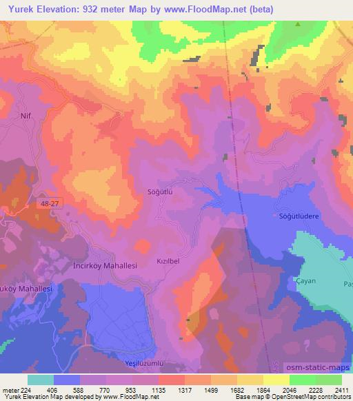 Yurek,Turkey Elevation Map