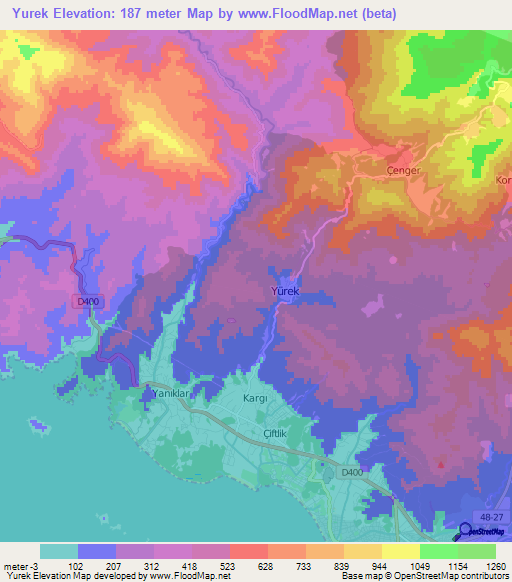 Yurek,Turkey Elevation Map