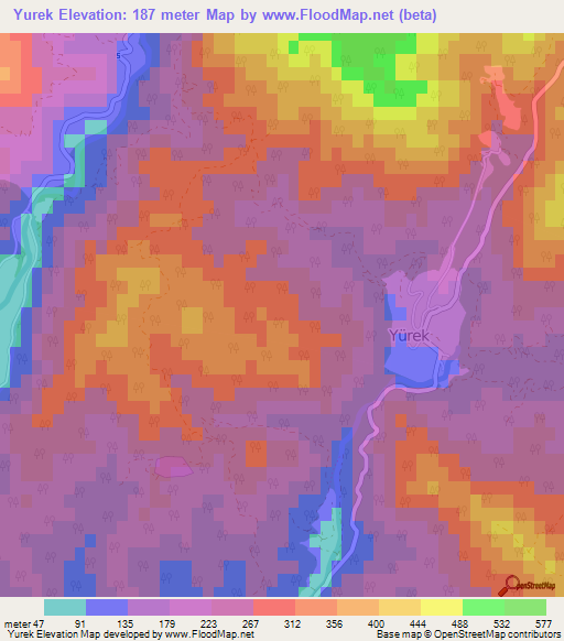 Yurek,Turkey Elevation Map