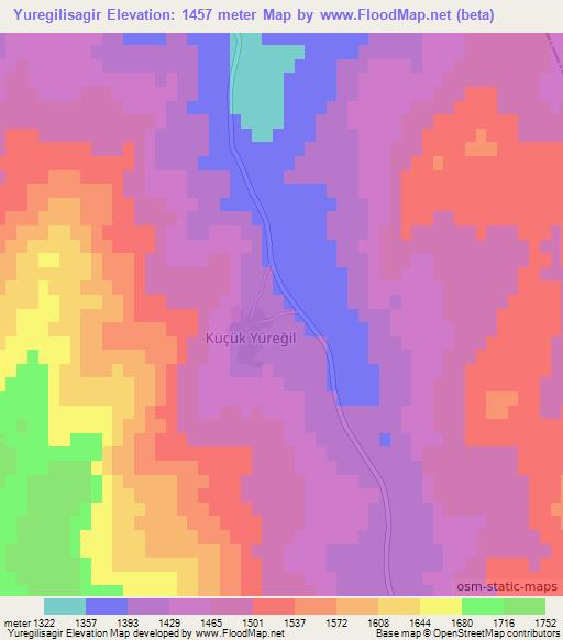 Yuregilisagir,Turkey Elevation Map