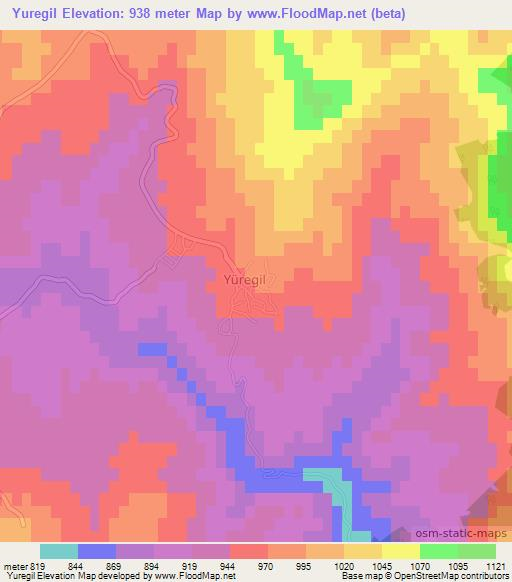 Yuregil,Turkey Elevation Map