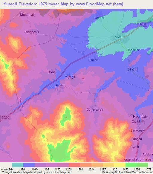 Yuregil,Turkey Elevation Map