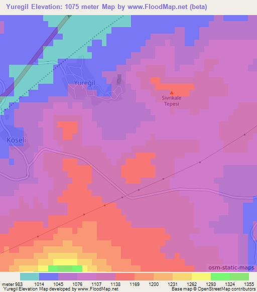 Yuregil,Turkey Elevation Map