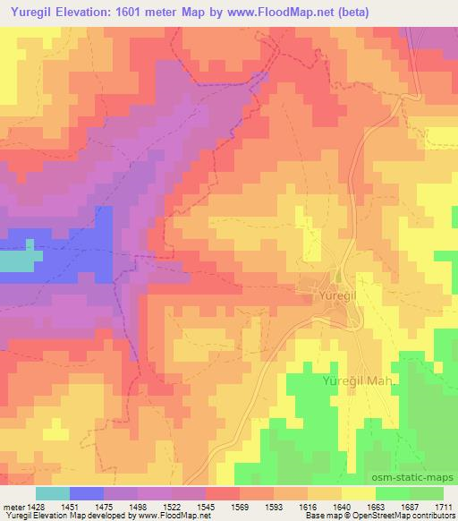 Yuregil,Turkey Elevation Map