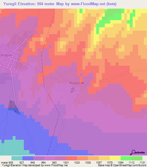 Yuregil,Turkey Elevation Map