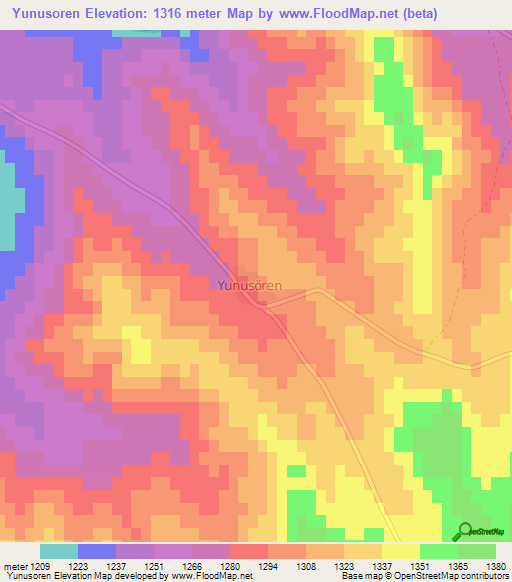 Yunusoren,Turkey Elevation Map