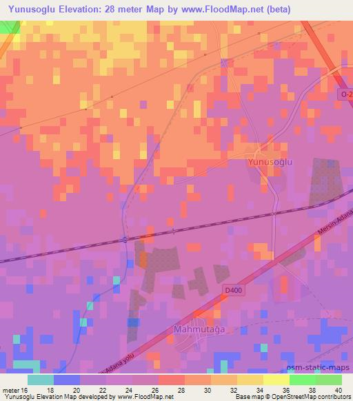 Yunusoglu,Turkey Elevation Map