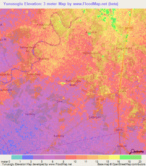 Yunusoglu,Turkey Elevation Map