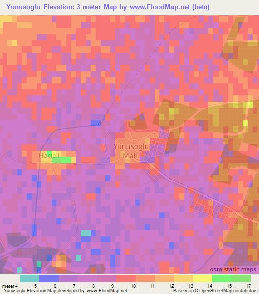 Yunusoglu,Turkey Elevation Map