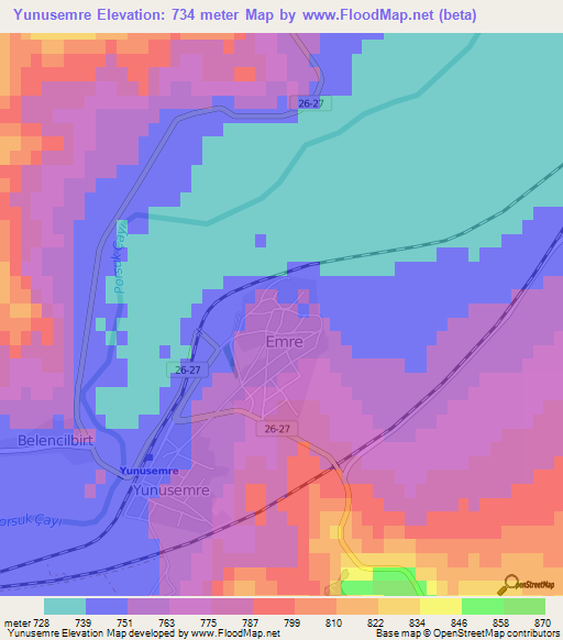 Yunusemre,Turkey Elevation Map