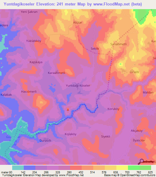 Yuntdagikoseler,Turkey Elevation Map