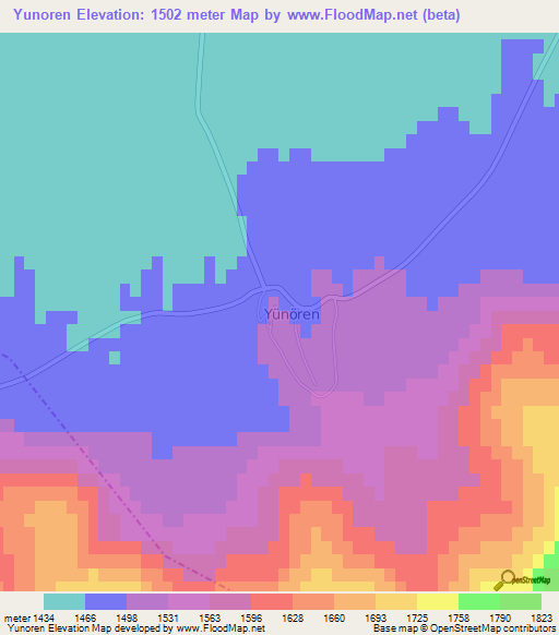 Yunoren,Turkey Elevation Map