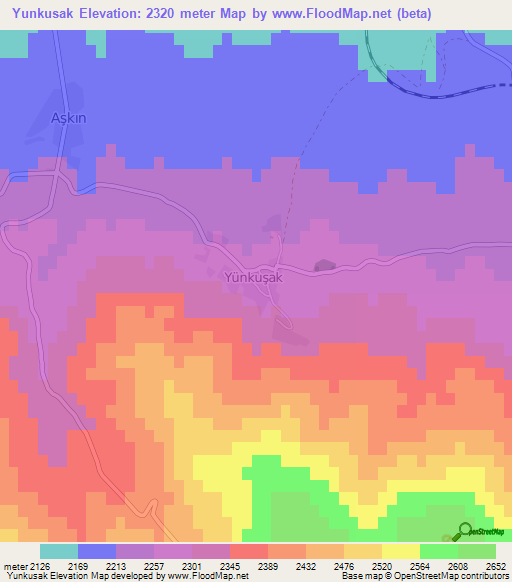 Yunkusak,Turkey Elevation Map